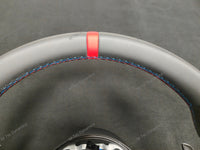 BMW F-SERIES NAPPA LEATHER TRI-STITCH / ALCANTARA / RED RING STEERING WHEEL - BMW 1 2 3 4 5 X SERIES