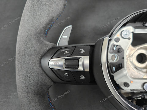 BMW F-SERIES NAPPA LEATHER TRI-STITCH / ALCANTARA / RED RING STEERING WHEEL - BMW 1 2 3 4 5 X SERIES