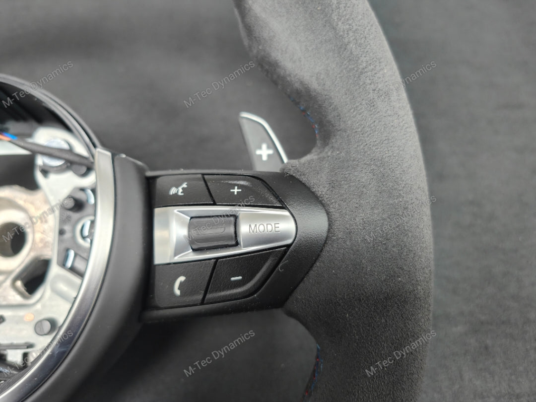 BMW F-SERIES NAPPA LEATHER TRI-STITCH / ALCANTARA / RED RING STEERING WHEEL - BMW 1 2 3 4 5 X SERIES