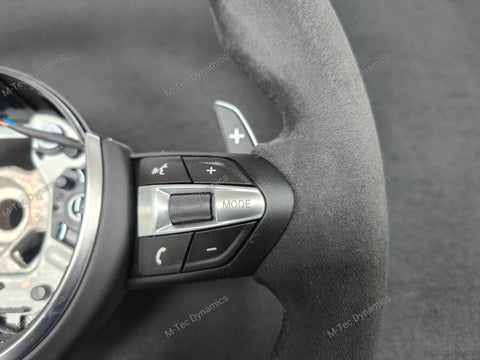 BMW F-SERIES NAPPA LEATHER TRI-STITCH / ALCANTARA / RED RING STEERING WHEEL - BMW 1 2 3 4 5 X SERIES