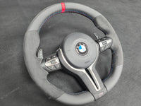 BMW F-SERIES NAPPA LEATHER TRI-STITCH / ALCANTARA / RED RING STEERING WHEEL - BMW 1 2 3 4 5 X SERIES