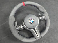 BMW F-SERIES NAPPA LEATHER TRI-STITCH / ALCANTARA / RED RING STEERING WHEEL - BMW 1 2 3 4 5 X SERIES