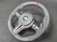 BMW F-SERIES NAPPA LEATHER TRI-STITCH / ALCANTARA / RED RING STEERING WHEEL - BMW 1 2 3 4 5 X SERIES