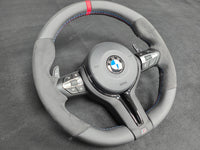 BMW F-SERIES NAPPA LEATHER TRI-STITCH / ALCANTARA / RED RING STEERING WHEEL - BMW 1 2 3 4 5 X SERIES