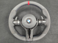 BMW F-SERIES NAPPA LEATHER TRI-STITCH / ALCANTARA / RED RING STEERING WHEEL - BMW 1 2 3 4 5 X SERIES
