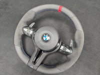 BMW F-SERIES NAPPA LEATHER TRI-STITCH / ALCANTARA / RED RING STEERING WHEEL - BMW 1 2 3 4 5 X SERIES