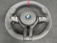 BMW F-SERIES NAPPA LEATHER TRI-STITCH / ALCANTARA / RED RING STEERING WHEEL - BMW 1 2 3 4 5 X SERIES