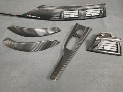 BMW F33 F83 4-SERIES CONVERTIBLE INTERIOR TRIM SET - DEEP TEXTURED GLOSSY CARBON / GLOSS BLACK ACCENT (MTD-TEX)