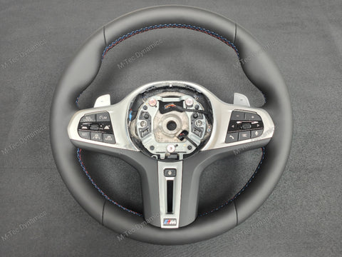 BMW G-SERIES NAPPA LEATHER TRI-STITCH STEERING WHEEL (COMPLETE) - BMW X / 5 / 6 SERIES M-SPORT G05 X5 G06 X6 G07 X7 G30 G31