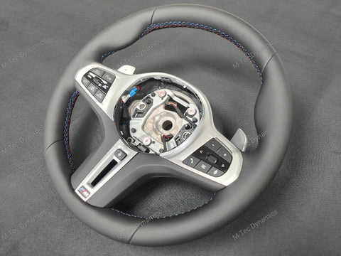 BMW G-SERIES NAPPA LEATHER TRI-STITCH STEERING WHEEL (COMPLETE) - BMW X / 5 / 6 SERIES M-SPORT G05 X5 G06 X6 G07 X7 G30 G31