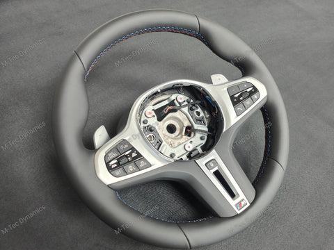 BMW G-SERIES NAPPA LEATHER TRI-STITCH STEERING WHEEL (COMPLETE) - BMW X / 5 / 6 SERIES M-SPORT G05 X5 G06 X6 G07 X7 G30 G31