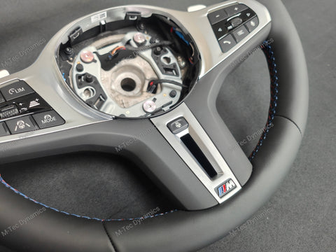 BMW G-SERIES NAPPA LEATHER TRI-STITCH STEERING WHEEL (COMPLETE) - BMW X / 5 / 6 SERIES M-SPORT G05 X5 G06 X6 G07 X7 G30 G31