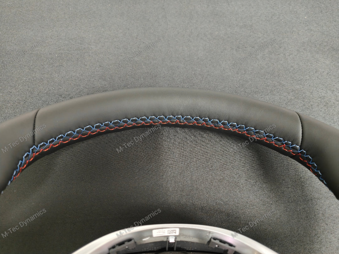 BMW G-SERIES NAPPA LEATHER TRI-STITCH STEERING WHEEL (COMPLETE) - BMW X / 5 / 6 SERIES M-SPORT G05 X5 G06 X6 G07 X7 G30 G31
