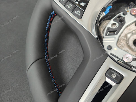 BMW G-SERIES NAPPA LEATHER TRI-STITCH STEERING WHEEL (COMPLETE) - BMW X / 5 / 6 SERIES M-SPORT G05 X5 G06 X6 G07 X7 G30 G31
