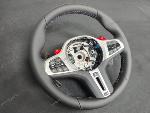 BMW G-SERIES NAPPA LEATHER TRI-STITCH STEERING WHEEL (COMPLETE) - BMW X / 5 / 6 SERIES M-SPORT AUTO G05 X5 G06 X6 G07 X7 G30 G31