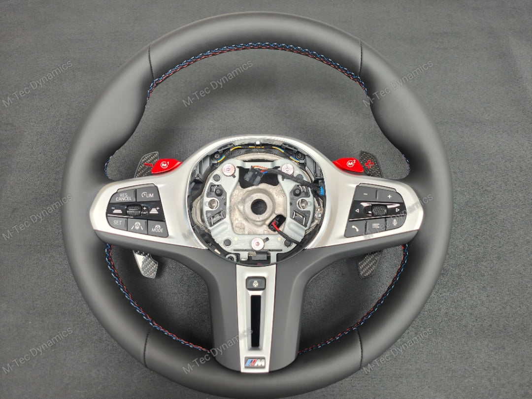 BMW G-SERIES NAPPA LEATHER TRI-STITCH STEERING WHEEL (COMPLETE) - BMW X / 5 / 6 SERIES M-SPORT AUTO G05 X5 G06 X6 G07 X7 G30 G31