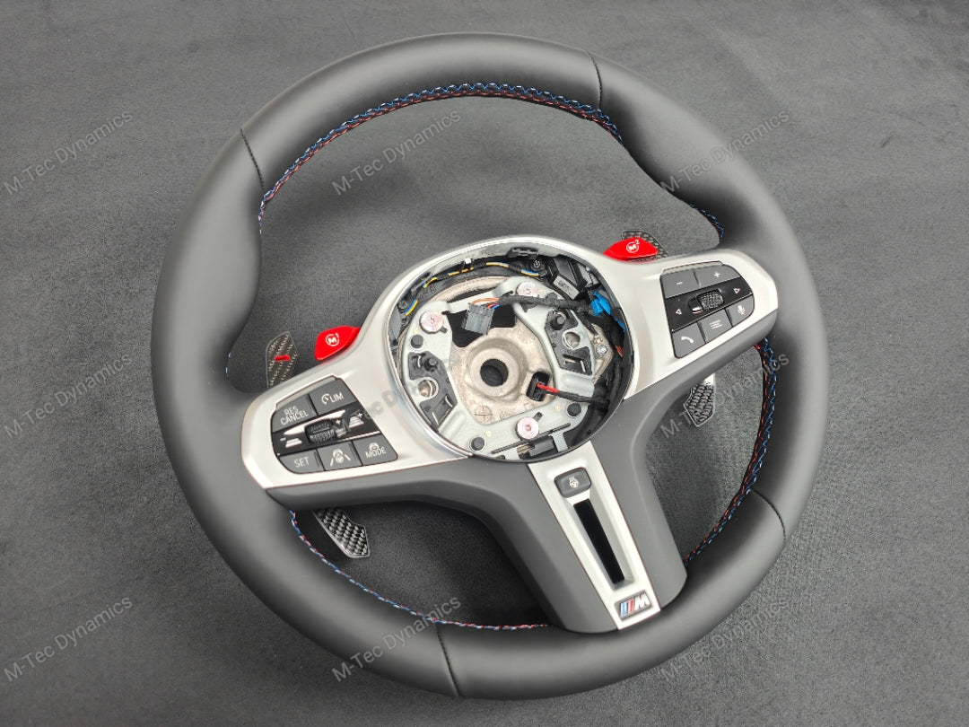 BMW G-SERIES NAPPA LEATHER TRI-STITCH STEERING WHEEL (COMPLETE) - BMW X / 5 / 6 SERIES M-SPORT AUTO G05 X5 G06 X6 G07 X7 G30 G31