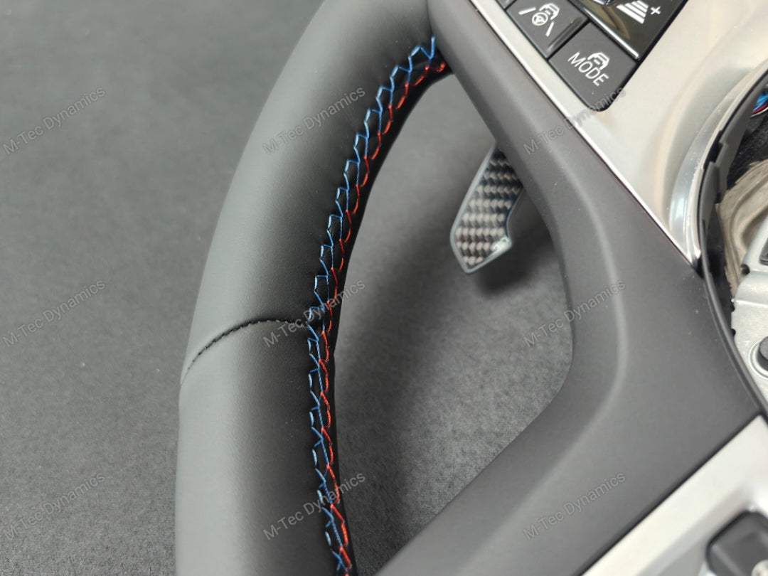 BMW G-SERIES NAPPA LEATHER TRI-STITCH STEERING WHEEL (COMPLETE) - BMW X / 5 / 6 SERIES M-SPORT AUTO G05 X5 G06 X6 G07 X7 G30 G31