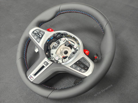 BMW G-SERIES NAPPA LEATHER TRI-STITCH STEERING WHEEL (COMPLETE) - BMW X / 5 / 6 SERIES M-SPORT AUTO G05 X5 G06 X6 G07 X7 G30 G31