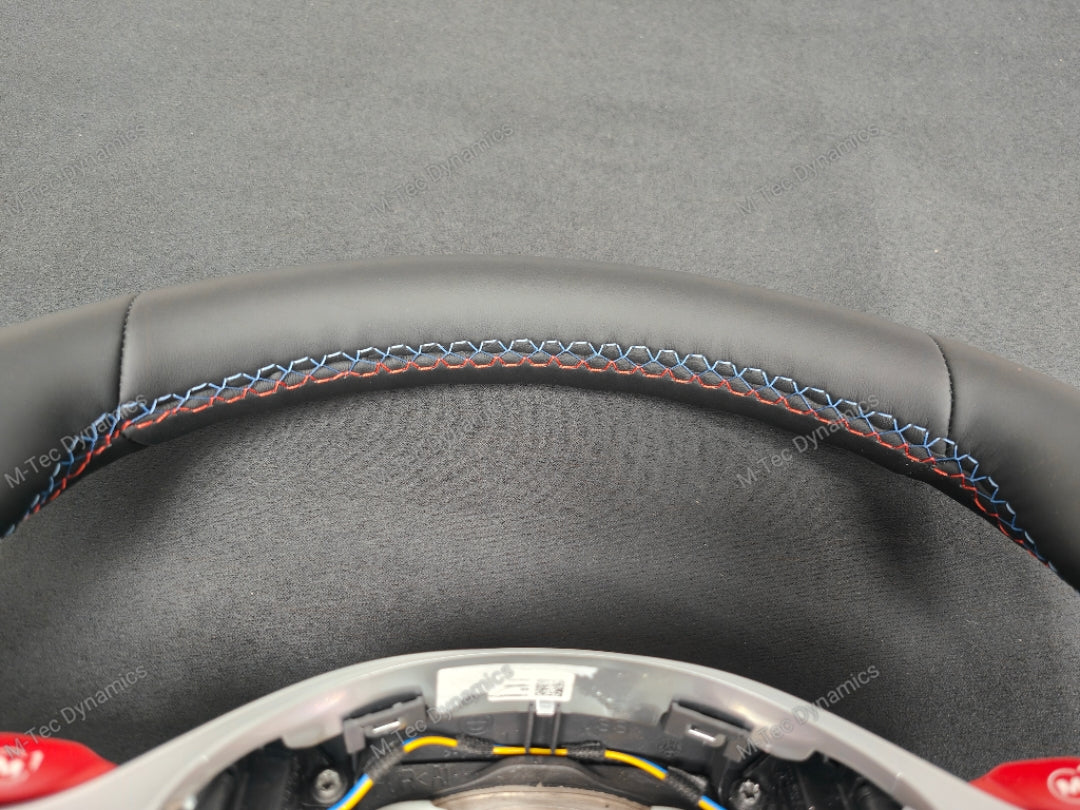 BMW G-SERIES NAPPA LEATHER TRI-STITCH STEERING WHEEL (COMPLETE) - BMW X / 5 / 6 SERIES M-SPORT AUTO G05 X5 G06 X6 G07 X7 G30 G31