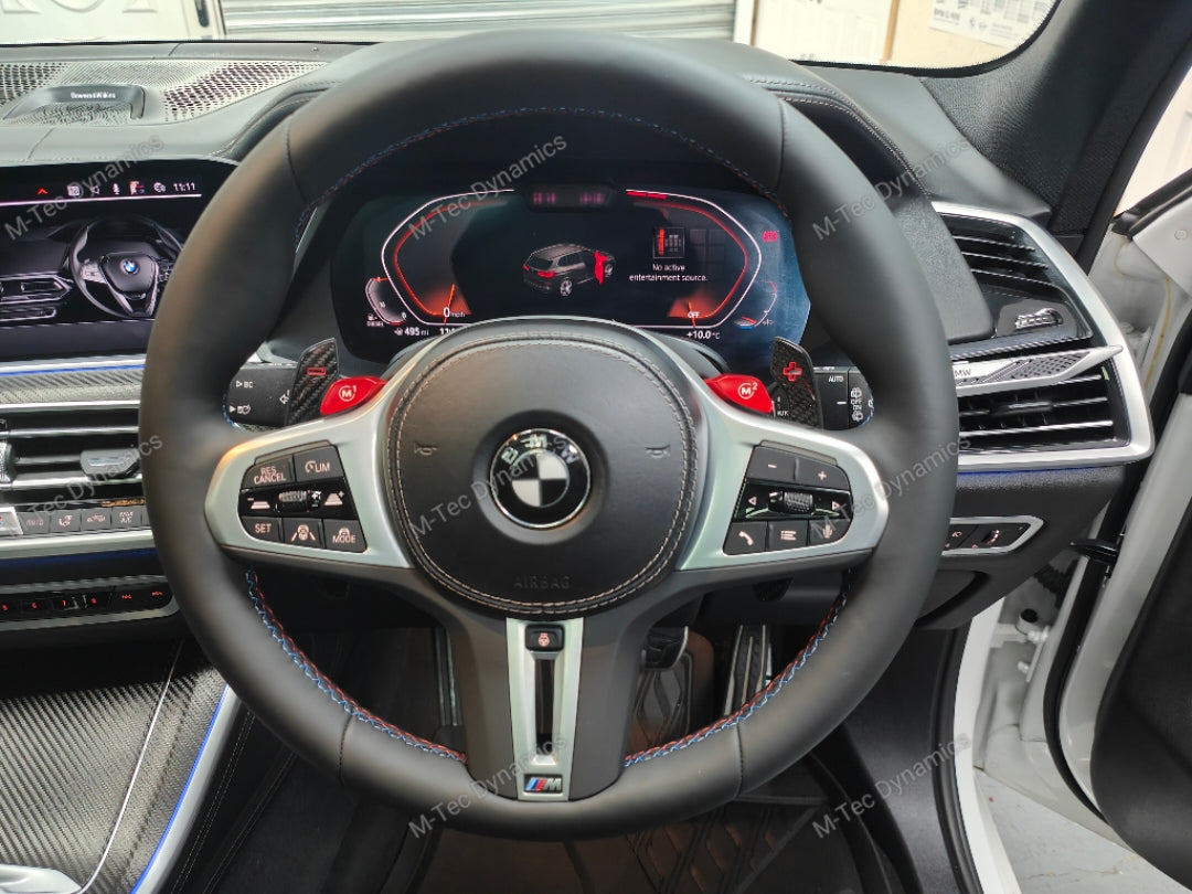 BMW G-SERIES NAPPA LEATHER TRI-STITCH STEERING WHEEL (COMPLETE) - BMW X / 5 / 6 SERIES M-SPORT AUTO G05 X5 G06 X6 G07 X7 G30 G31