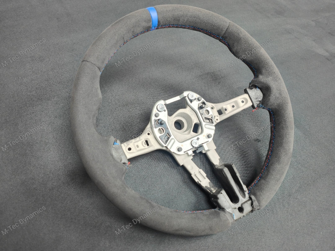 BMW F-SERIES FULL ALCANTARA / BLUE RING / TRI-STITCH STEERING WHEEL - BMW 1 2 3 4 SERIES F20 F22 F30 F32 M2 M3 M4