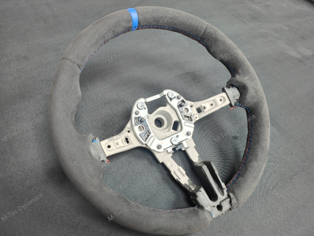 BMW F-SERIES FULL ALCANTARA / BLUE RING / TRI-STITCH STEERING WHEEL - BMW 1 2 3 4 SERIES F20 F22 F30 F32 M2 M3 M4