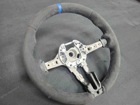 BMW F-SERIES FULL ALCANTARA / BLUE RING / TRI-STITCH STEERING WHEEL - BMW 1 2 3 4 SERIES F20 F22 F30 F32 M2 M3 M4