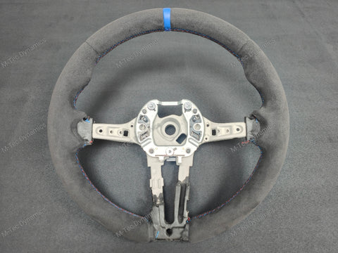 BMW F-SERIES FULL ALCANTARA / BLUE RING / TRI-STITCH STEERING WHEEL - BMW 1 2 3 4 SERIES F20 F22 F30 F32 M2 M3 M4