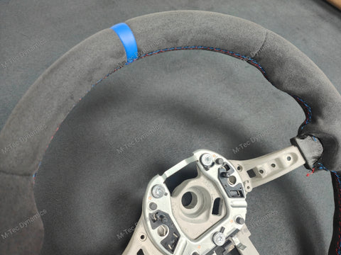 BMW F-SERIES FULL ALCANTARA / BLUE RING / TRI-STITCH STEERING WHEEL - BMW 1 2 3 4 SERIES F20 F22 F30 F32 M2 M3 M4