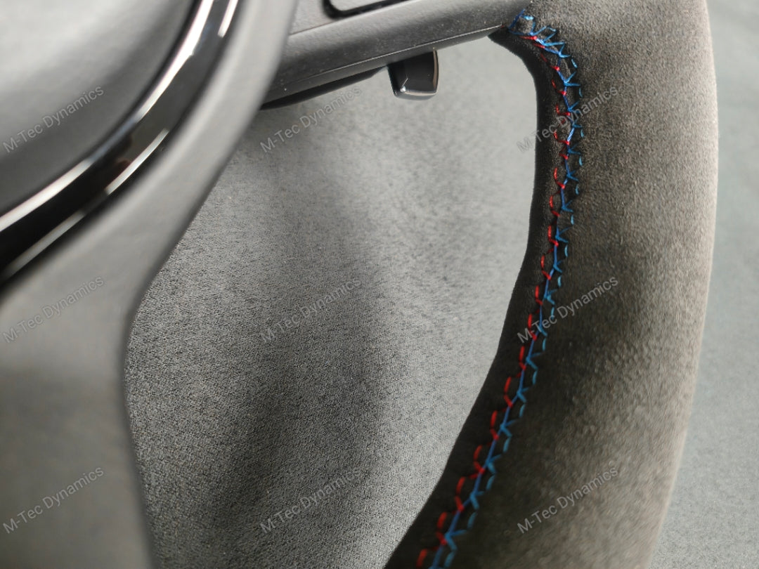 BMW F-SERIES FULL ALCANTARA / BLUE RING / TRI-STITCH STEERING WHEEL - BMW 1 2 3 4 SERIES F20 F22 F30 F32 M2 M3 M4
