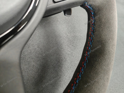 BMW F-SERIES FULL ALCANTARA / BLUE RING / TRI-STITCH STEERING WHEEL - BMW 1 2 3 4 SERIES F20 F22 F30 F32 M2 M3 M4