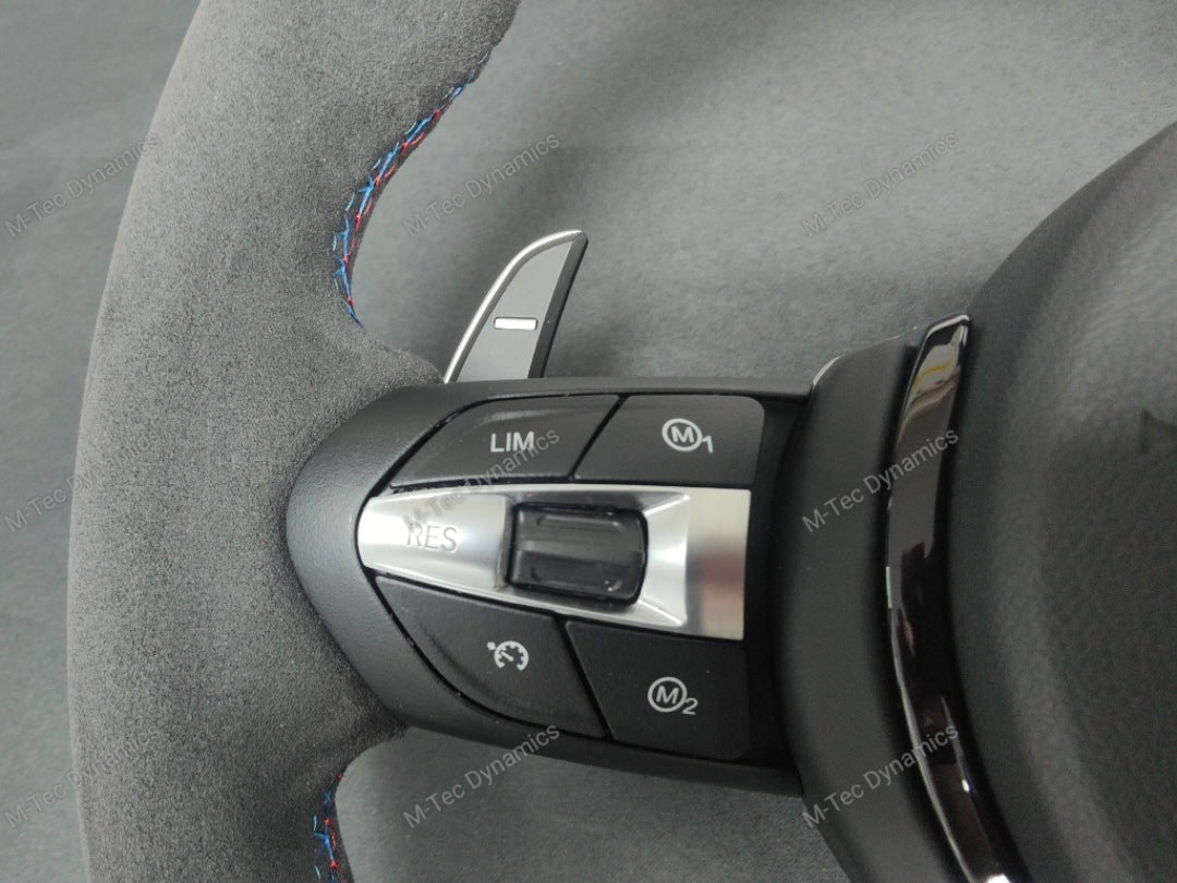 BMW F-SERIES FULL ALCANTARA / BLUE RING / TRI-STITCH STEERING WHEEL - BMW 1 2 3 4 SERIES F20 F22 F30 F32 M2 M3 M4