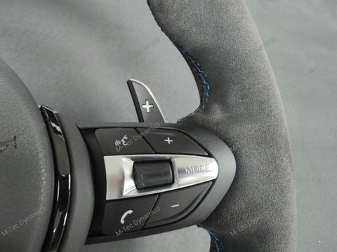 BMW F-SERIES FULL ALCANTARA / BLUE RING / TRI-STITCH STEERING WHEEL - BMW 1 2 3 4 SERIES F20 F22 F30 F32 M2 M3 M4