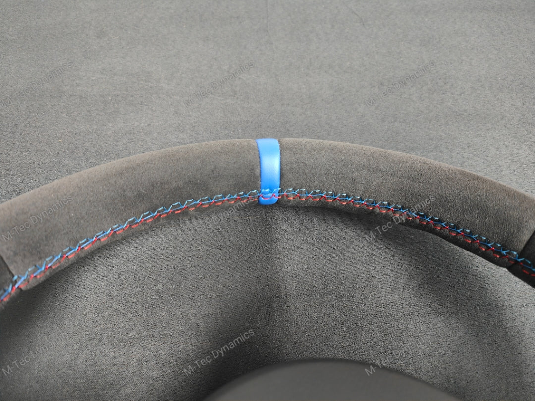 BMW F-SERIES FULL ALCANTARA / BLUE RING / TRI-STITCH STEERING WHEEL - BMW 1 2 3 4 SERIES F20 F22 F30 F32 M2 M3 M4