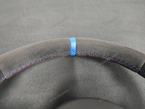 BMW F-SERIES FULL ALCANTARA / BLUE RING / TRI-STITCH STEERING WHEEL - BMW 1 2 3 4 SERIES F20 F22 F30 F32 M2 M3 M4