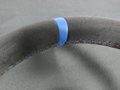 BMW F-SERIES FULL ALCANTARA / BLUE RING / TRI-STITCH STEERING WHEEL - BMW 1 2 3 4 SERIES F20 F22 F30 F32 M2 M3 M4
