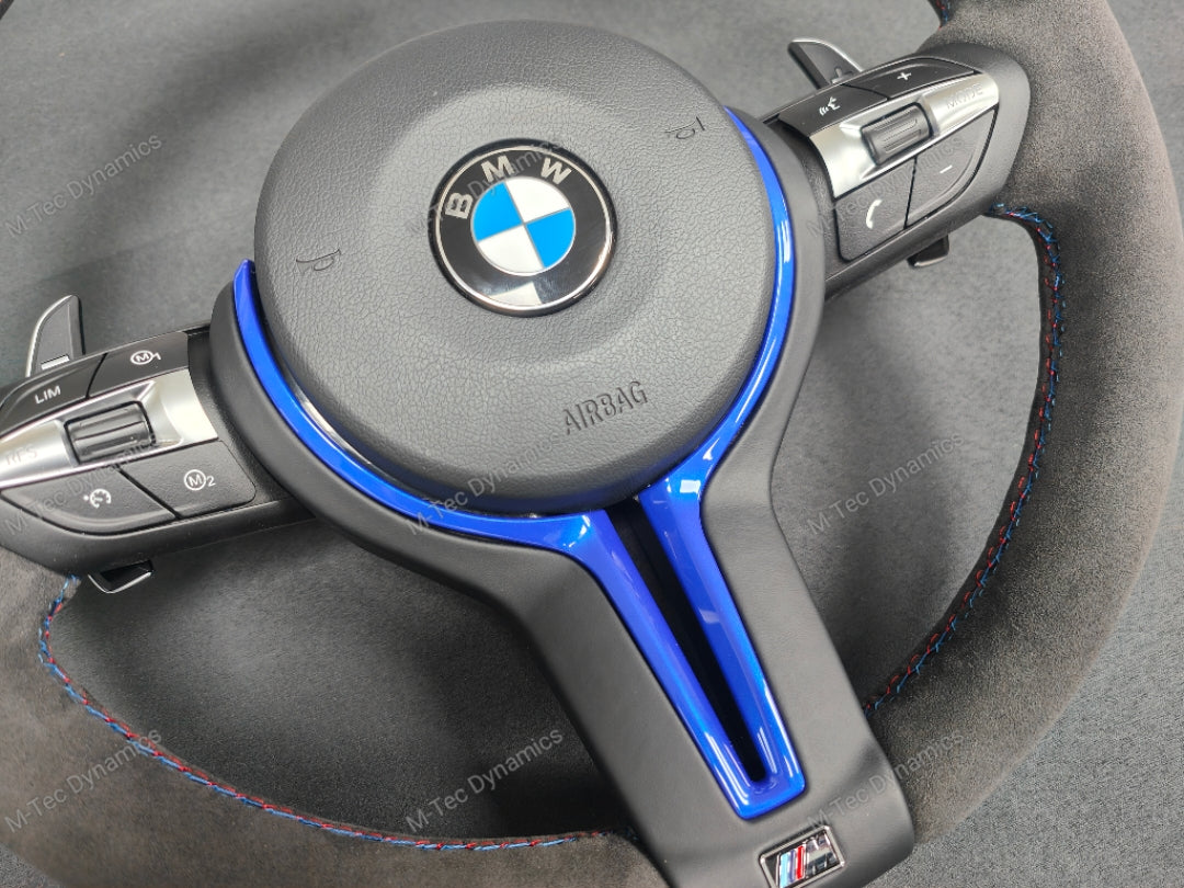 BMW F-SERIES FULL ALCANTARA / BLUE RING / TRI-STITCH STEERING WHEEL - BMW 1 2 3 4 SERIES F20 F22 F30 F32 M2 M3 M4