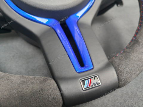 BMW F-SERIES FULL ALCANTARA / BLUE RING / TRI-STITCH STEERING WHEEL - BMW 1 2 3 4 SERIES F20 F22 F30 F32 M2 M3 M4