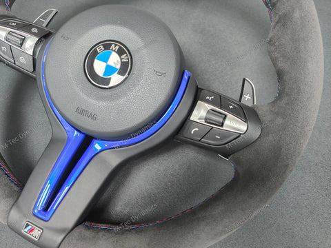 BMW F-SERIES FULL ALCANTARA / BLUE RING / TRI-STITCH STEERING WHEEL - BMW 1 2 3 4 SERIES F20 F22 F30 F32 M2 M3 M4
