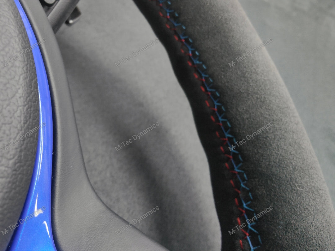 BMW F-SERIES FULL ALCANTARA / BLUE RING / TRI-STITCH STEERING WHEEL - BMW 1 2 3 4 SERIES F20 F22 F30 F32 M2 M3 M4