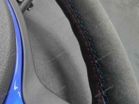 BMW F-SERIES FULL ALCANTARA / BLUE RING / TRI-STITCH STEERING WHEEL - BMW 1 2 3 4 SERIES F20 F22 F30 F32 M2 M3 M4