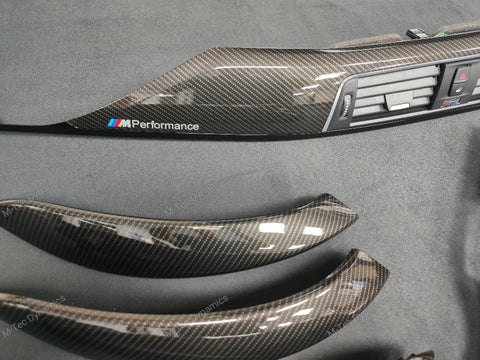 BMW F30 F80 M3 3-SERIES INTERIOR TRIM SET - HIGH GLOSS CARBON / SILVER ACCENT (MTD-HG)