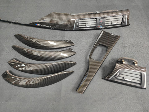 BMW F30 F80 M3 3-SERIES INTERIOR TRIM SET - HIGH GLOSS CARBON / SILVER ACCENT (MTD-HG)