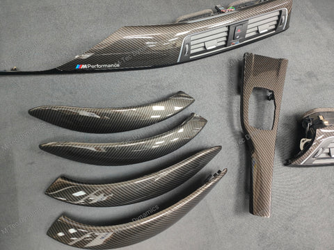 BMW F30 F80 M3 3-SERIES INTERIOR TRIM SET - HIGH GLOSS CARBON / SILVER ACCENT (MTD-HG)