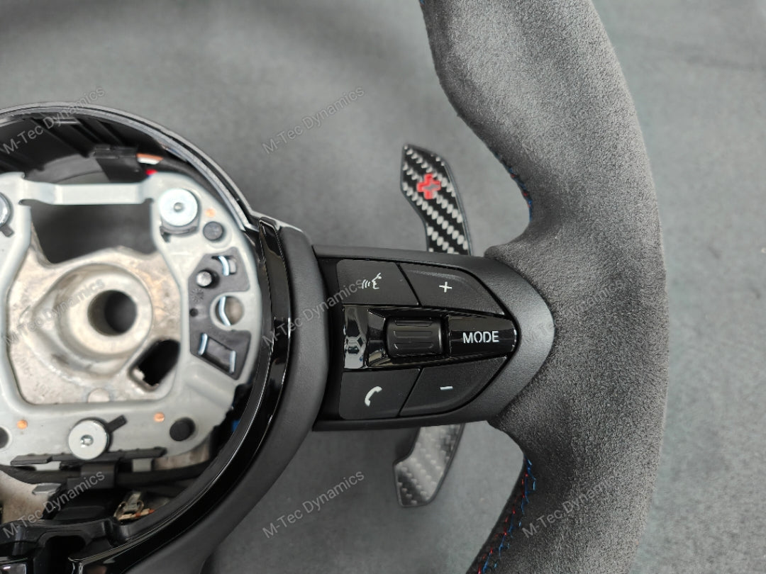BMW F-SERIES NAPPA LEATHER TRI-STITCH / ALCANTARA / RED RING STEERING WHEEL - BMW 1 2 3 4 5 X SERIES (CUSTOM)