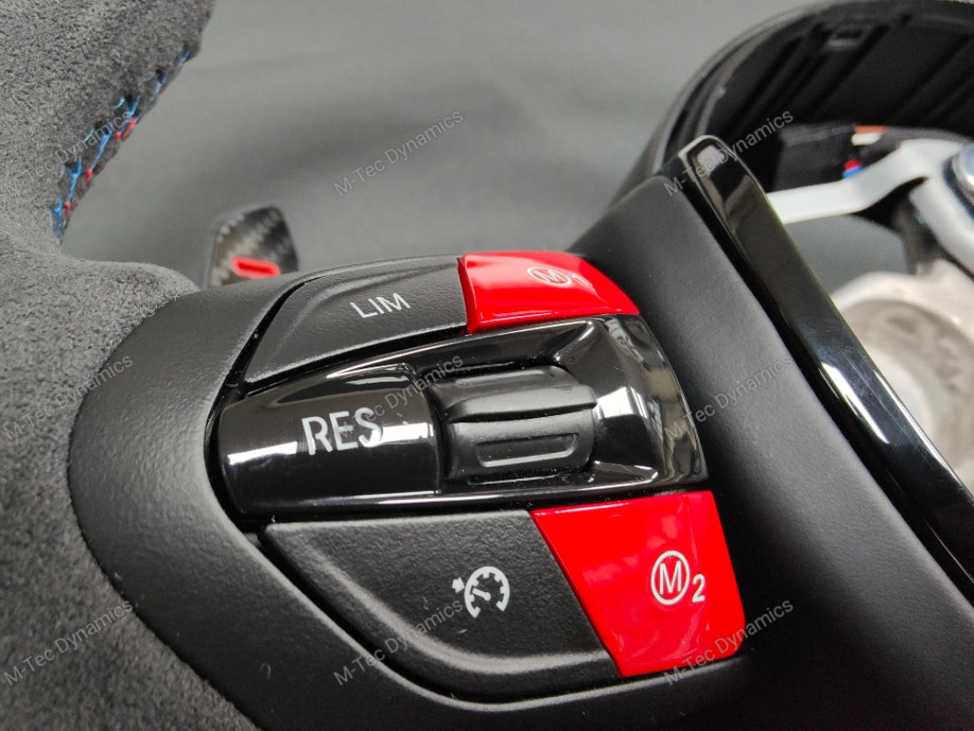 BMW F-SERIES NAPPA LEATHER TRI-STITCH / ALCANTARA / RED RING STEERING WHEEL - BMW 1 2 3 4 5 X SERIES (CUSTOM)