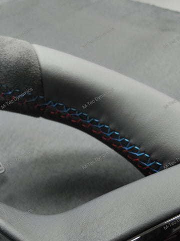 BMW F-SERIES NAPPA LEATHER TRI-STITCH / ALCANTARA / RED RING STEERING WHEEL - BMW 1 2 3 4 5 X SERIES (CUSTOM)