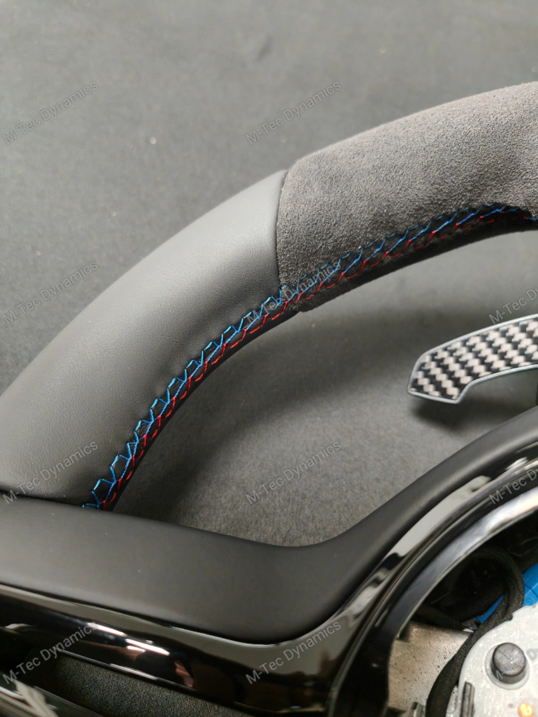 BMW F-SERIES NAPPA LEATHER TRI-STITCH / ALCANTARA / RED RING STEERING WHEEL - BMW 1 2 3 4 5 X SERIES (CUSTOM)