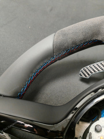 BMW F-SERIES NAPPA LEATHER TRI-STITCH / ALCANTARA / RED RING STEERING WHEEL - BMW 1 2 3 4 5 X SERIES (CUSTOM)